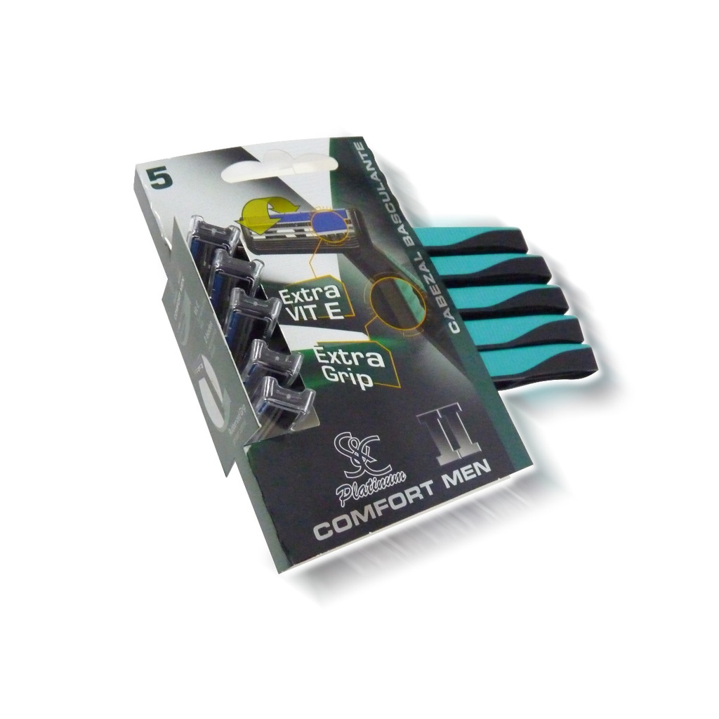 [321801H] S&C Platinum Maquinilla de Afeitar CONFORT MEN II Basculante (set de 5 unidades)